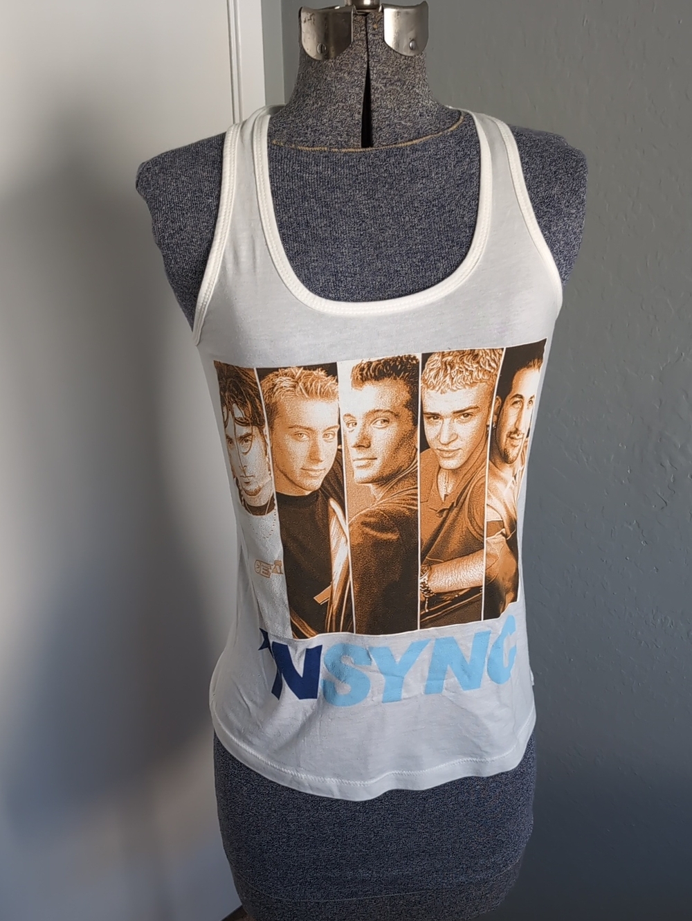 NSYNC White Graphic Tank Top with Boy Band Photo